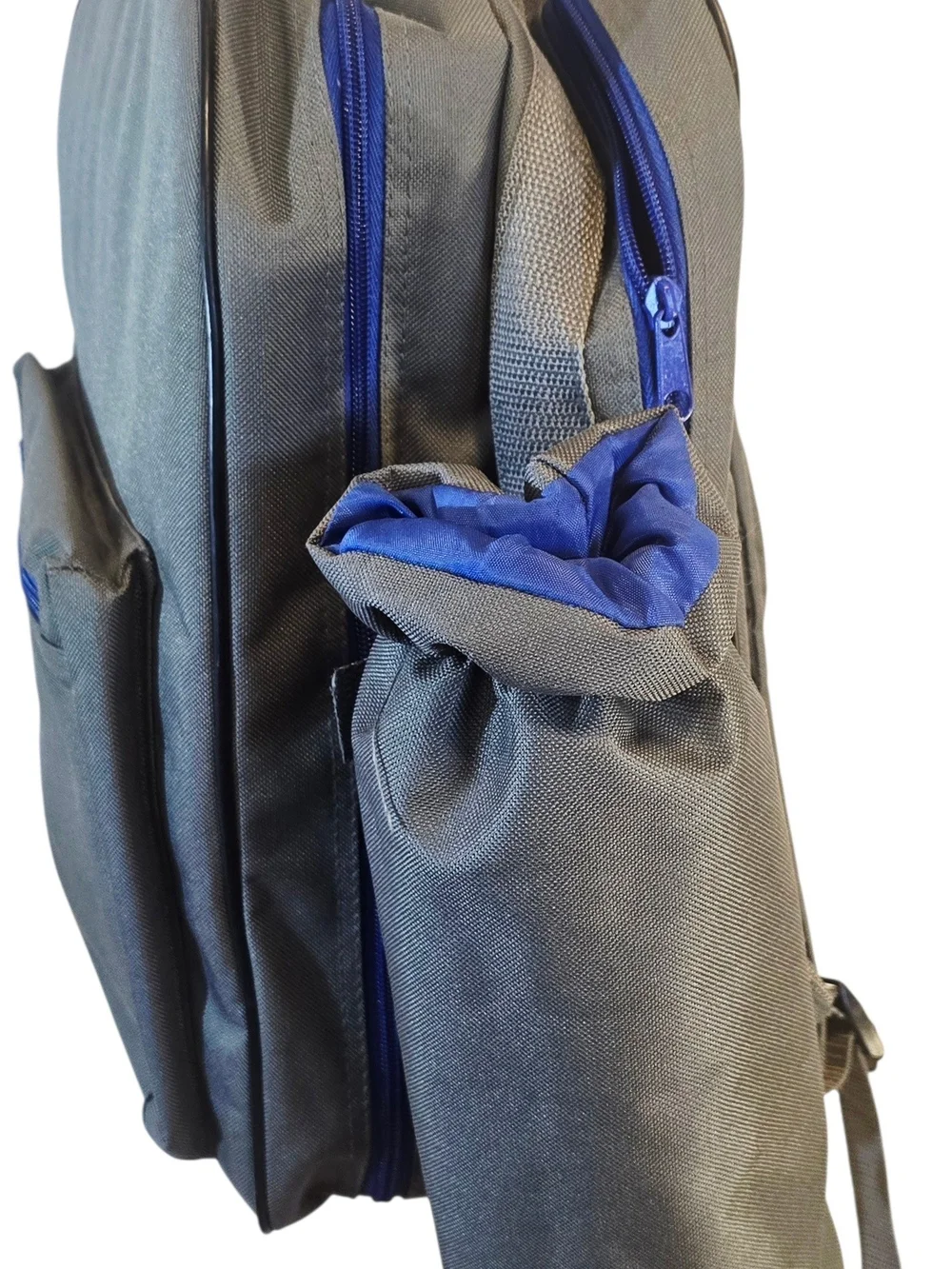 Picnic Backpack Set for 4 Gray Blue Plates Glasses Flatware Insulated Bag